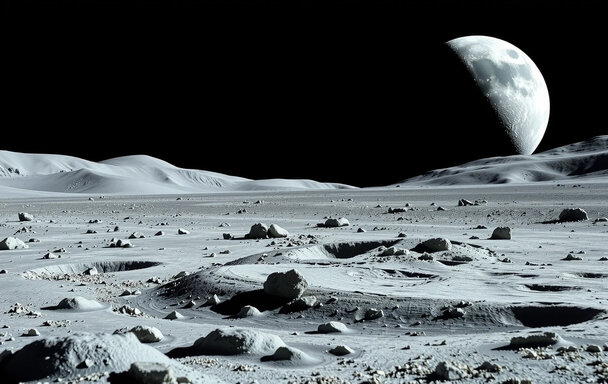 Holdbéli táj regolit textúrával